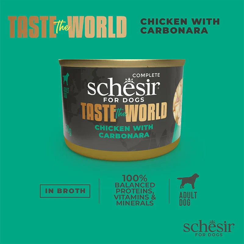 Schesir Taste The World Wholefood Chicken With Carbonara In Broth Wet Dog Food 150G