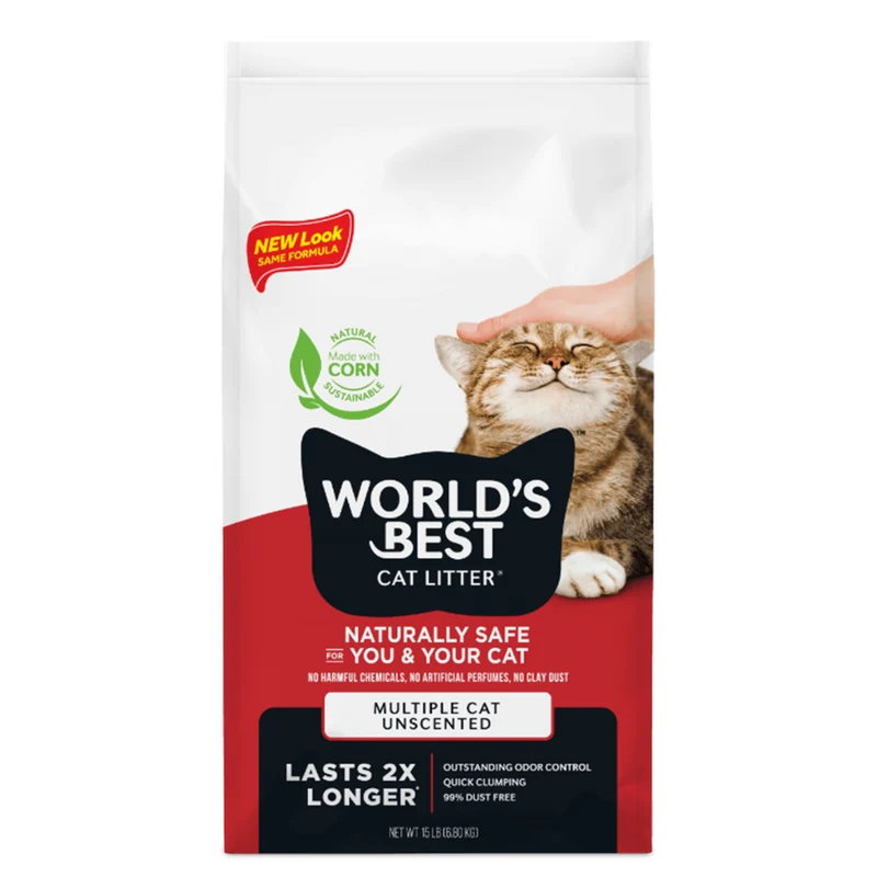 World's Best Cat Litter Multiple Cat Unscented-Clumping Formula 3.63-6.8Kg