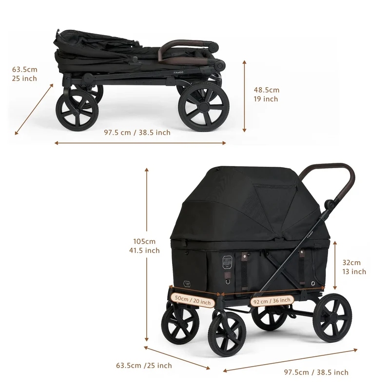 FikaGO KROSS Large Pet Wagon | 100kg Capacity Push & Pull System