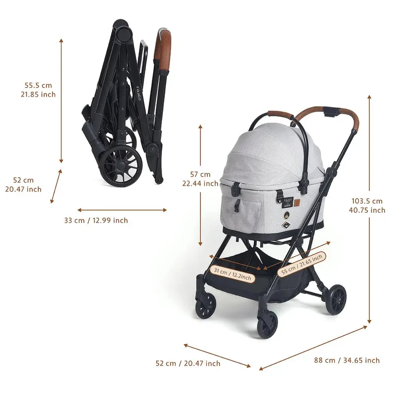 FikaGO Flytta Plus Detachable Pet Stroller | 3-in-1 Pet Travel System