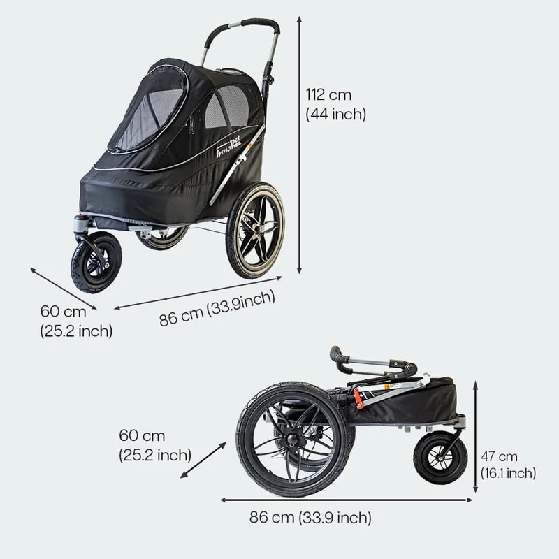 InnoPet Sporty EVR Dog Stroller & Bike Trailer | Free Rain Cover + Tow Bar