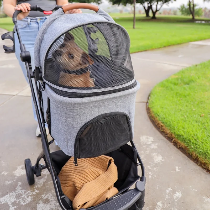 Petique 3-in-1 Tri-Fold Pet Stroller Travel System