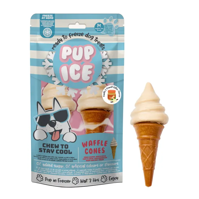 Pup Ice Waffle Cones Vanilla & Peanut Butter M - 2 Stück