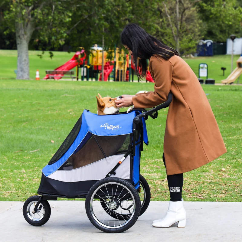 Petique Trailblazer Pet Stroller & Dog Bike Trailer incl. Free Rain Cover + Tow Bar
