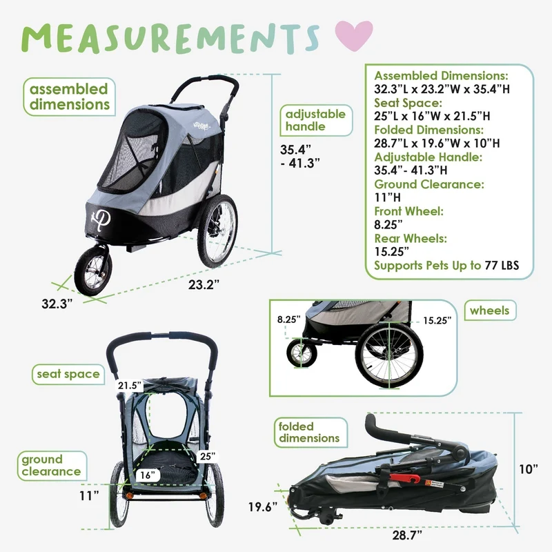 Petique Trailblazer Pet Stroller & Dog Bike Trailer incl. Free Rain Cover + Tow Bar