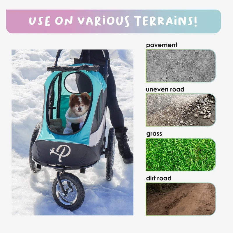Petique Trailblazer Pet Stroller & Dog Bike Trailer incl. Free Rain Cover + Tow Bar