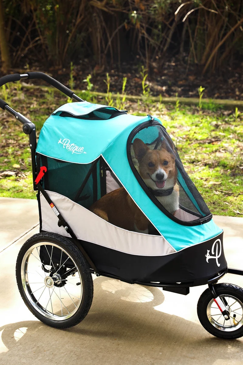 Petique Trailblazer Pet Stroller & Dog Bike Trailer incl. Free Rain Cover + Tow Bar
