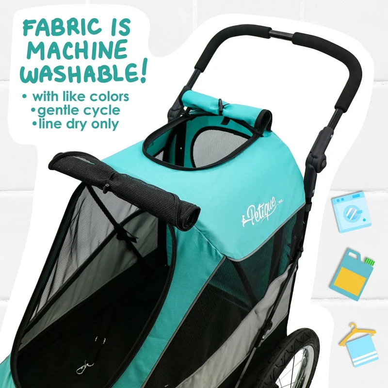 Petique Trailblazer Pet Stroller & Dog Bike Trailer incl. Free Rain Cover + Tow Bar
