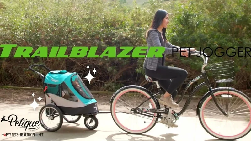 Petique Trailblazer Pet Stroller & Dog Bike Trailer incl. Free Rain Cover + Tow Bar