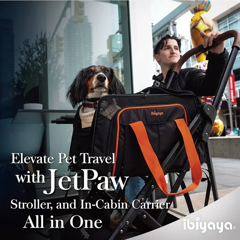 Ibiyaya JetPaw 3-in-1 Pet Stroller/Removable Airline-Approved Carrier | Expandable Rolling Pet Carrier-Backpack