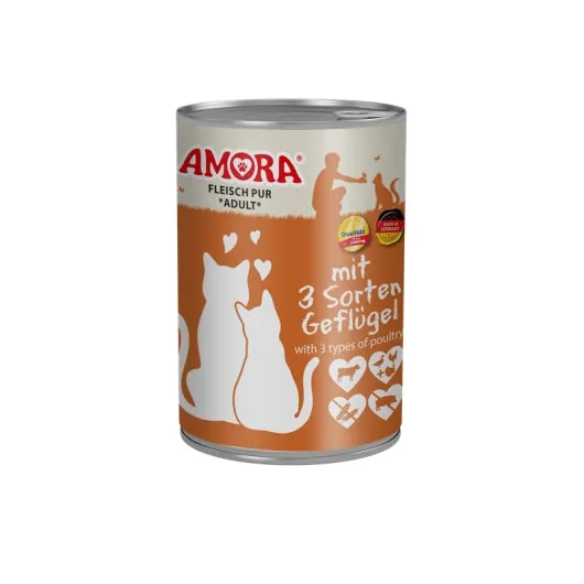 Amora Cat Dose Fleisch Pur 3 Sorten Geflügel - 6x400g