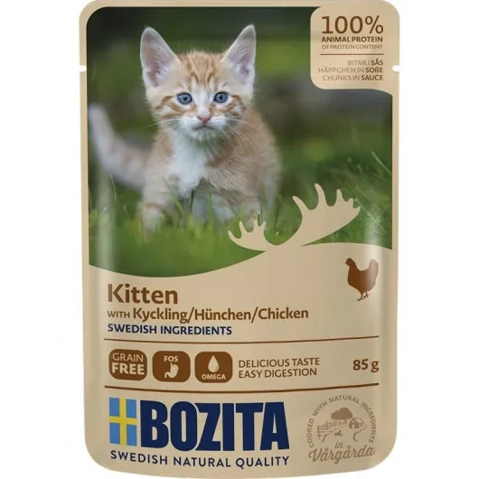 Bozita Pouch Häppchen in Soße Hühnchen für Kitten - 12x85g
