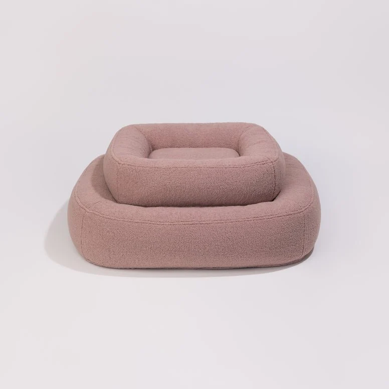 PillowVilla Bouclé Dog Bed PEBBLE