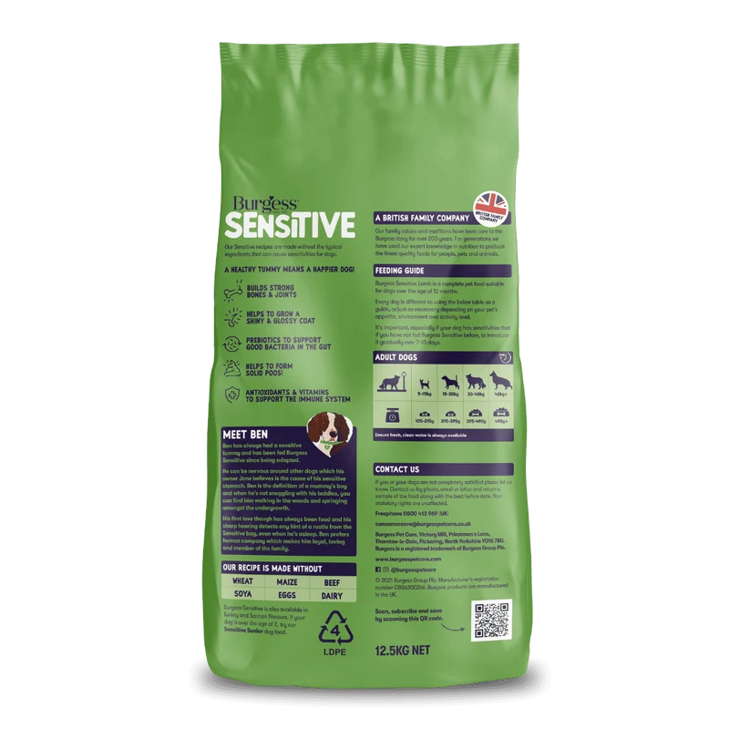 Burgess Sensitive Adult Dry Dog Food Lamb