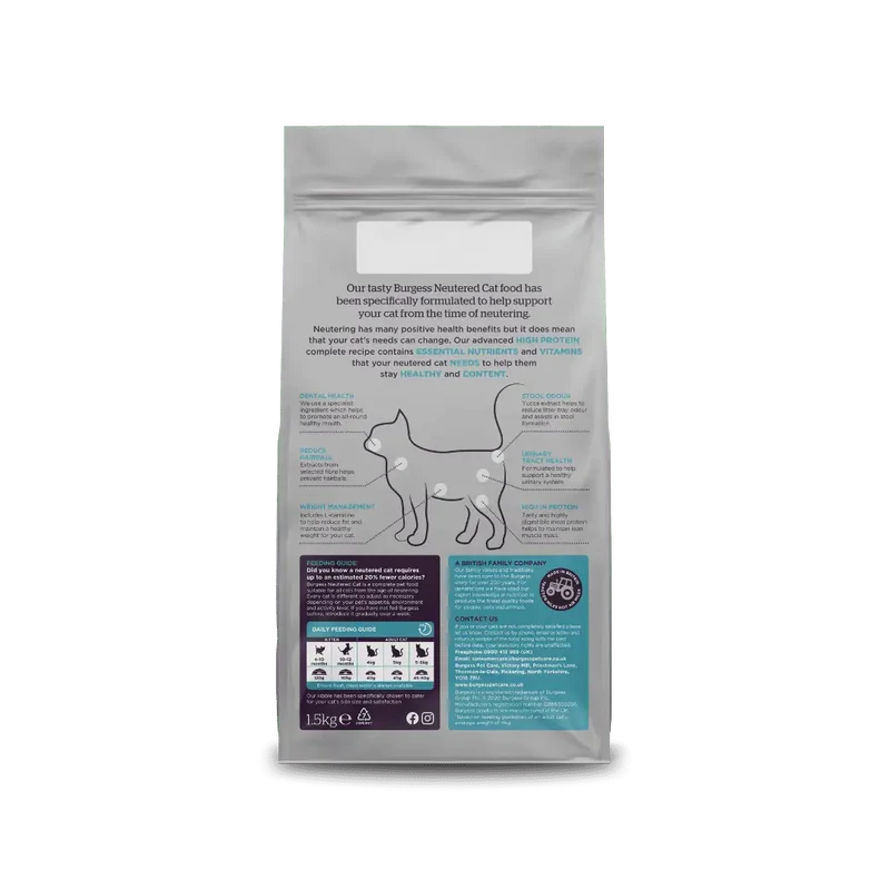 Burgess Neutered Cat Dry Cat Food Chicken