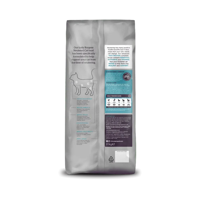 Burgess Neutered Cat Dry Cat Food Chicken