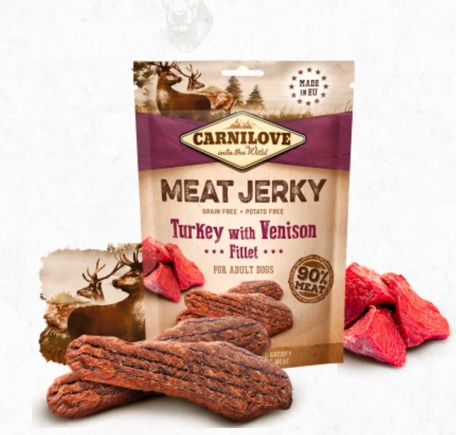 Carnilove Jerky Snack Turkey with Venison Fillet Dog Treats 100G