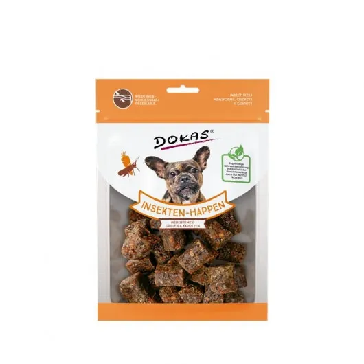 Dokas Dog Snack Insekten-Happen Mehlwürmer, Grillen, Karotte - 100 g