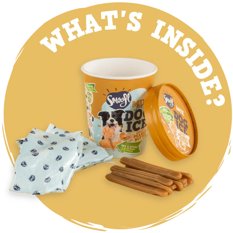 Smoofl Peanut Butter Mix for Dog Ice with 10pcs Chew Sticks - 105G