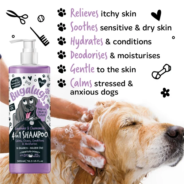 Bugalugs 4-in-1 Dog Calming Shampoo - Lavender & Chamomile 500ML