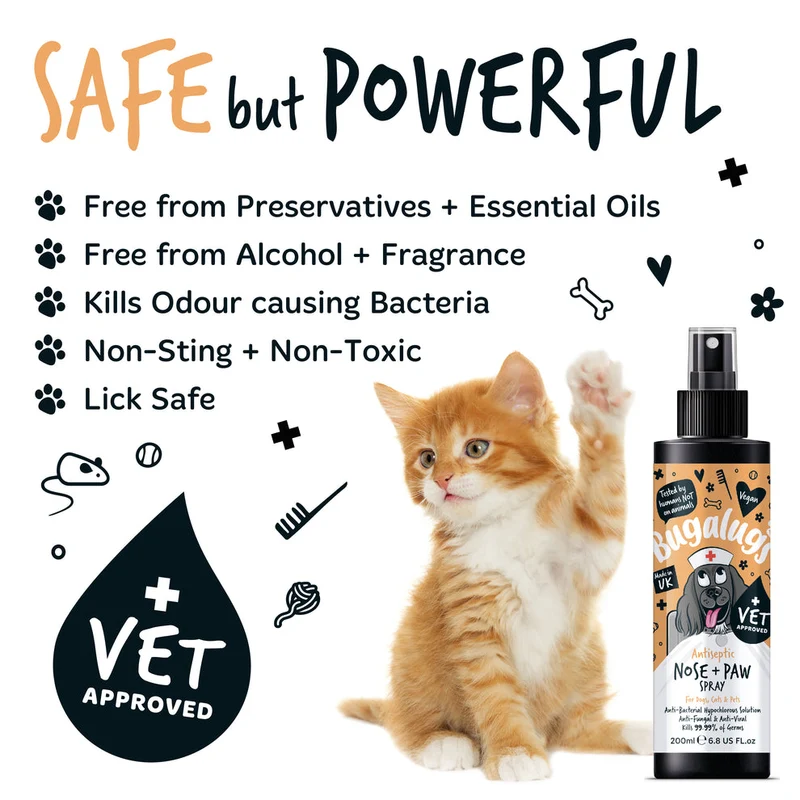 Bugalugs Antiseptic Paw & Nose Spray for Pets 200ML