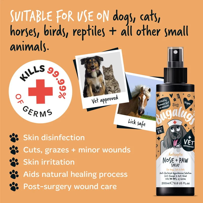 Bugalugs Antiseptic Paw & Nose Spray for Pets 200ML