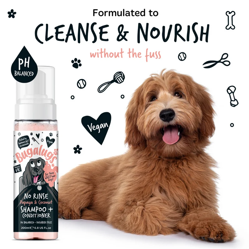 Bugalugs Papaya & Coconut No Rinse Dog Shampoo & Conditioner 200ML