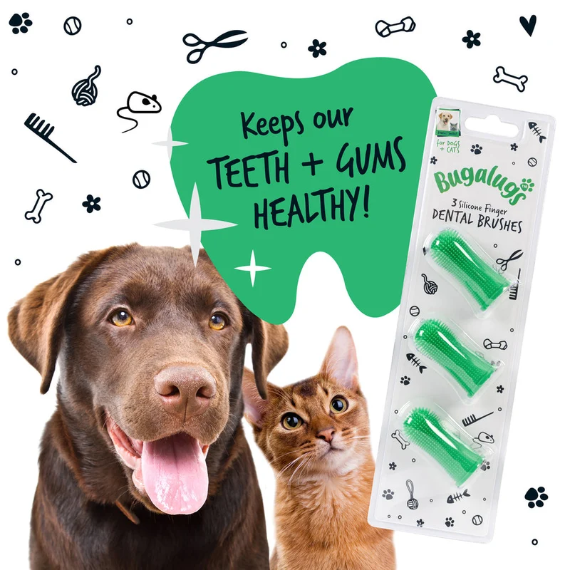 Bugalugs Finger Brush for Dogs & Cats - 3PIECES