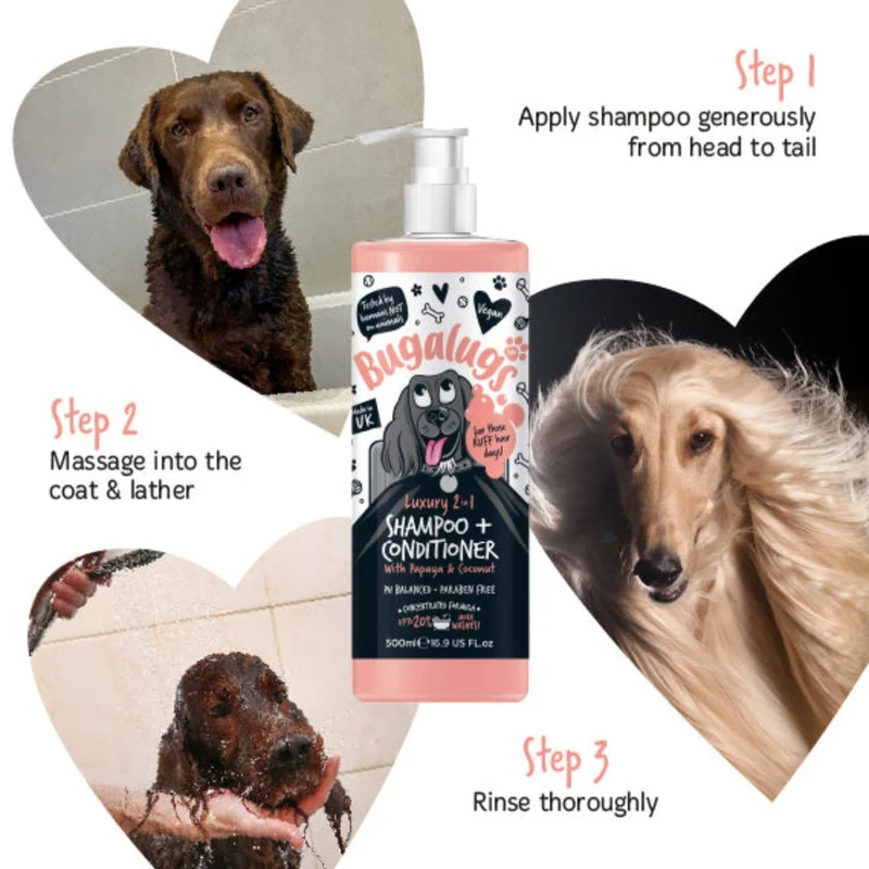 Bugalugs 2-in-1 Dog Shampoo & Conditioner - Papaya & Coconut 500ML
