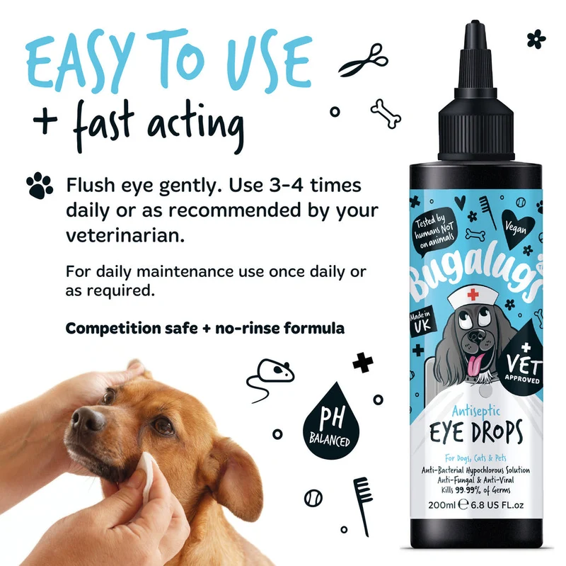 Bugalugs Antiseptic Eye Drops for Pets 200ML
