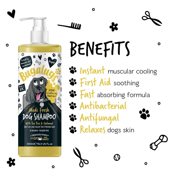 Bugalugs Medi Fresh Dog Shampoo With Tea Tree & Oatmeal 500ML