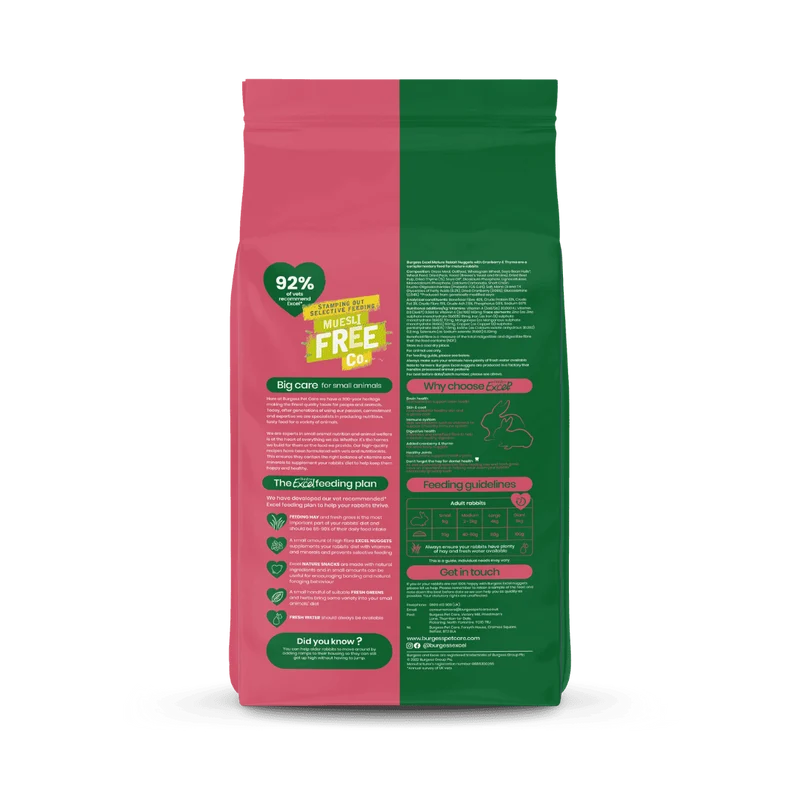 Burgess Excel Nuggets With Cranberry & Thyme For Mature Rabbit 1.5KG