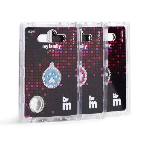 My Family Glam Circle with Paw ID Tag - FUCHSIA/SMALL