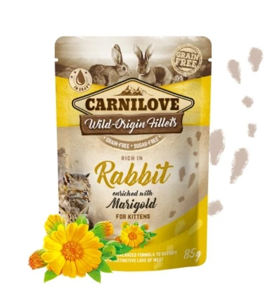Carnilove Rabbit Enriched with Marigold Kitten Wet Food 85G