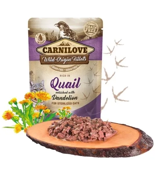 Carnilove Quail with Dandelion for Sterilized Cats Wet Food 85G