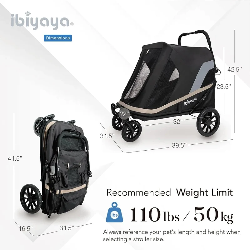 Ibiyaya Grand Cruiser Large Dog Stroller | + Included Supportive Cushion
