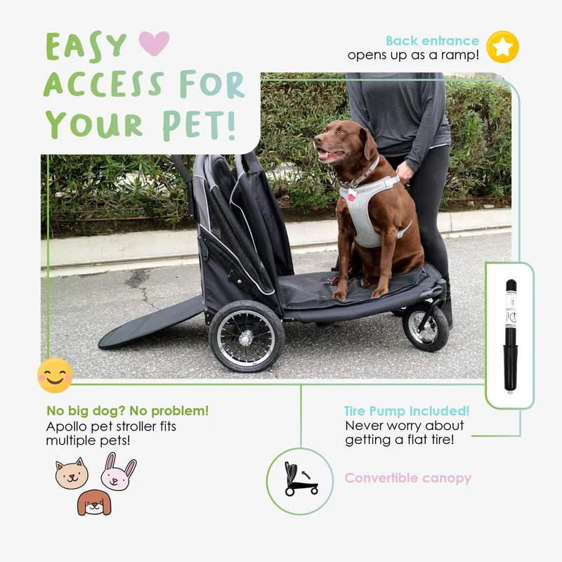 Petique Apollo Elite Pet Stroller & Trailer | Integrated Ramp