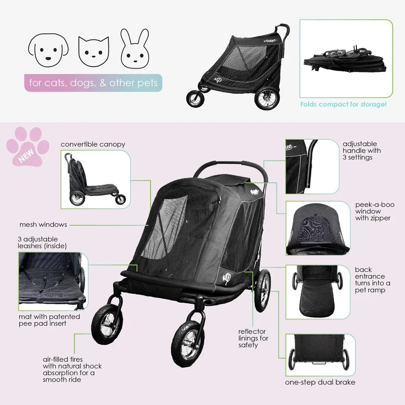 Petique Apollo Elite Pet Stroller & Trailer | Integrated Ramp
