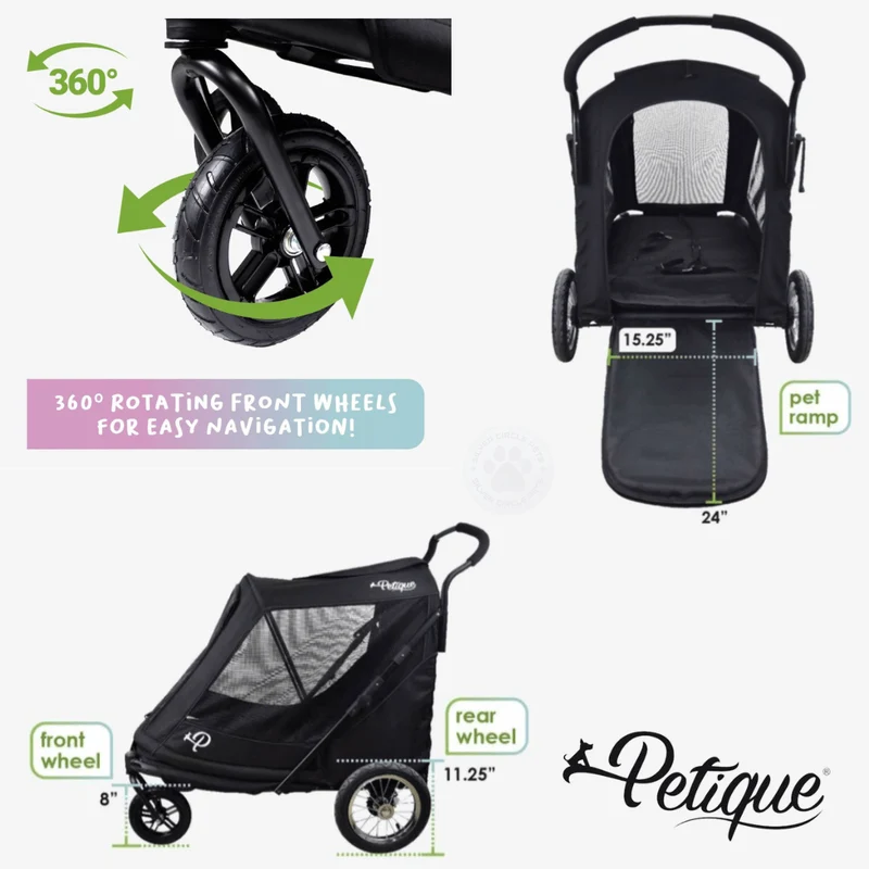 Petique Apollo Elite Pet Stroller & Trailer | Integrated Ramp