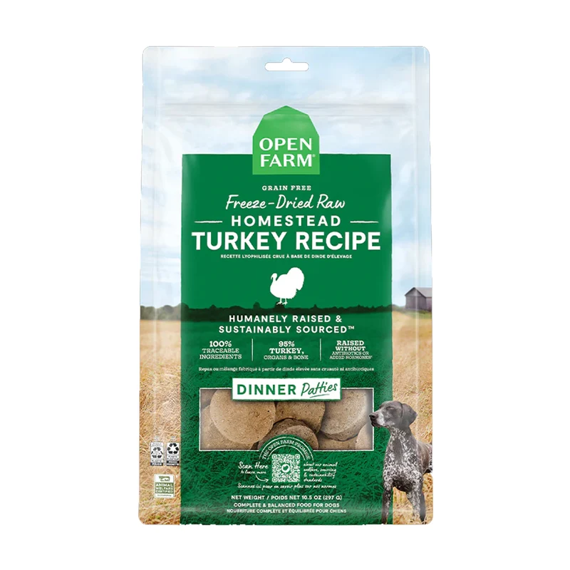 Open Farm Freeze Dried Raw Homestead Turkey Patties Dry Dog Food 297G