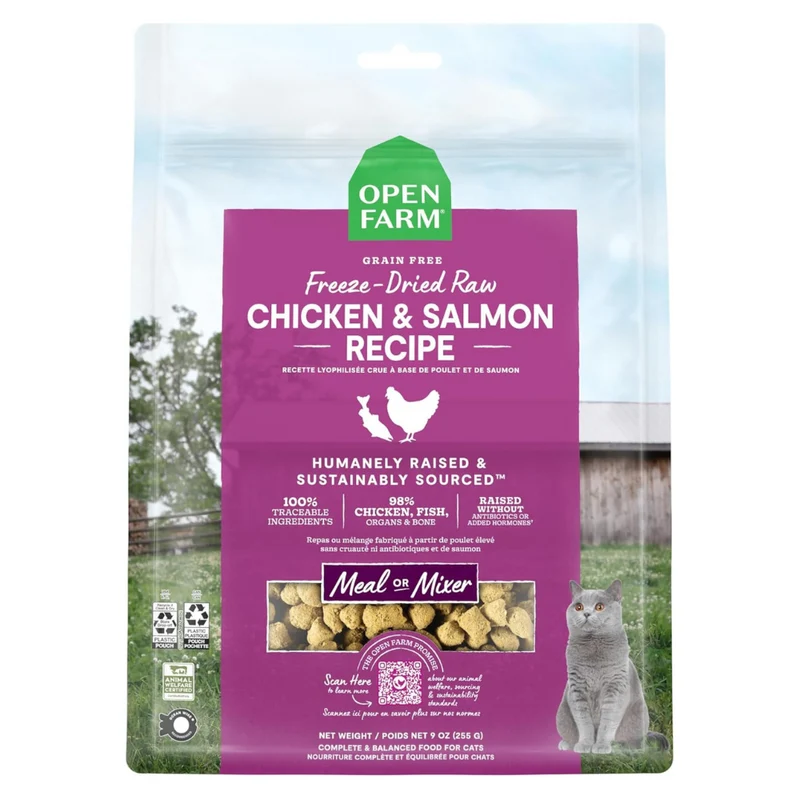 Open Farm Freeze Dried Raw Chicken & Salmon Morsels Dry Cat Food 99G