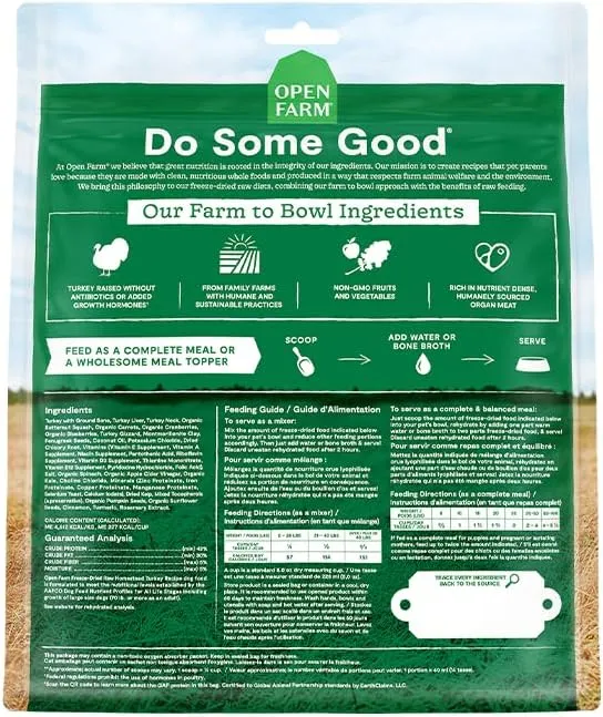 Open Farm Freeze Dried Homestead Turkey Recipe Dry Dog Food 99G