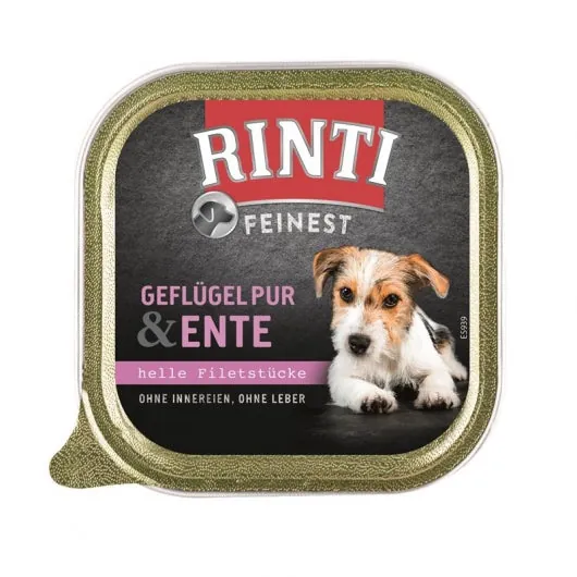 Rinti Schale Feinest Geflügel Pur & Ente - Hundefutter (11x150g)