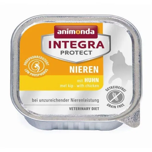 Animonda Cat Schale Integra Protect Niere mit Huhn - Diätfutter für Katzen (16x100g)