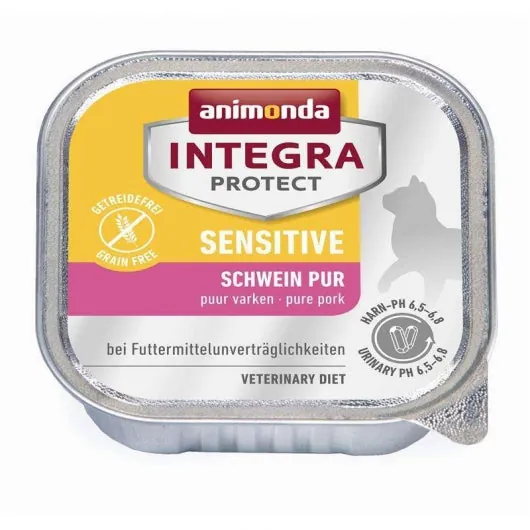 Animonda Cat Schale Integra Protect Sensitiv mit Schwein pur - Diätfutter für Katzen (16x100g)