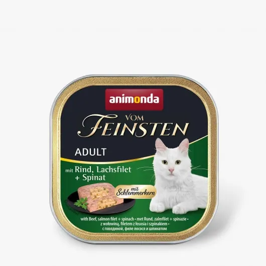 Animonda vom Feinsten mit Schlemmerkern mit Rind, Lachsfilet & Spinat - 32x100g