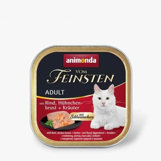 Animonda Vom Feinsten mit Schlemmerkern mit Rind, Hühnchenbrust & Kräutern - 32x100g