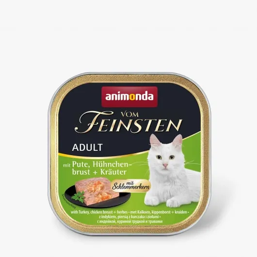 Animonda Vom Feinsten mit Schlemmerkern mit Pute, Hühnchenbrust & Kräuter - 32x100g
