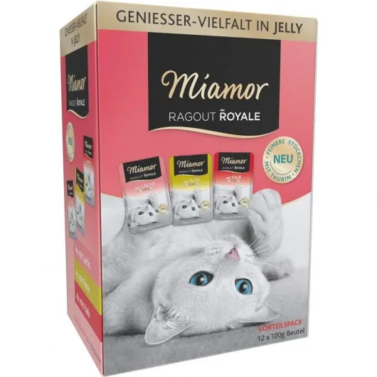 Miamor MP Ragout Royale in Jelly Lachs, Pute, Kalb 12x - 4x100g – leicht verdaulich