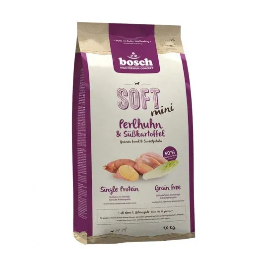 Bosch Soft Mini Perlhuhn & Kartoffel Hundefutter für kleine Rassen, getreidefrei